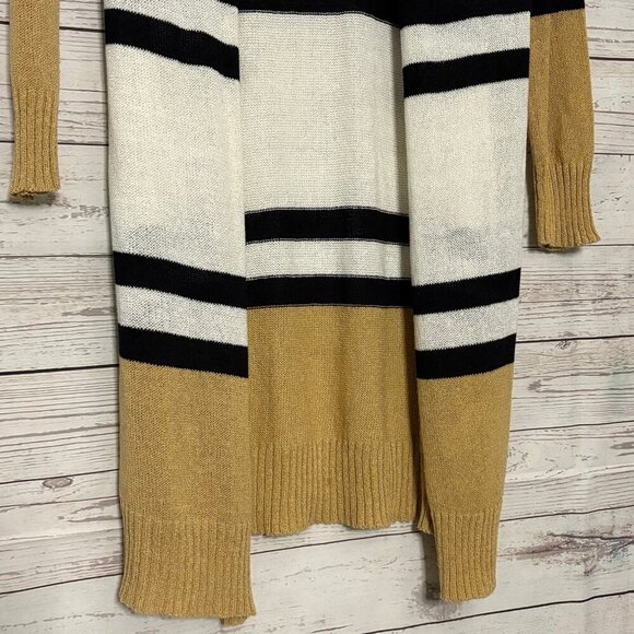 Hoity Toity‎ Tan Cardigan w Black White Stripe Small - Picture 3 of 7